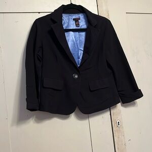 Women’s size L Trendy Black Suit Jacket rolled cuff 1 button